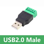 USB 2.0 Type A Male/Female to 5 Pin Screw Connector USB Jack with Shield Screw Terminal Plug Socket for Computer TV Keyboard