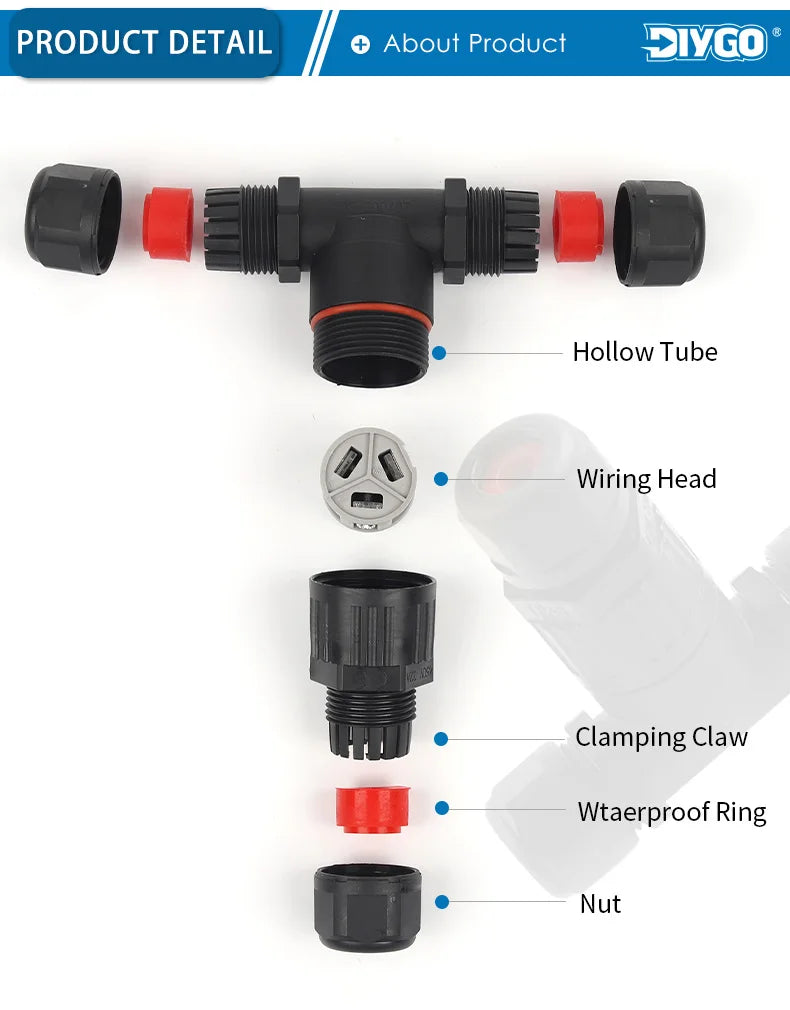 IP68 I/T Shape Waterproof Connector 2/3/5 Pin Wire Connectors Quick Screw Connect Push-in Terminals Electric Junction Box DIY GO