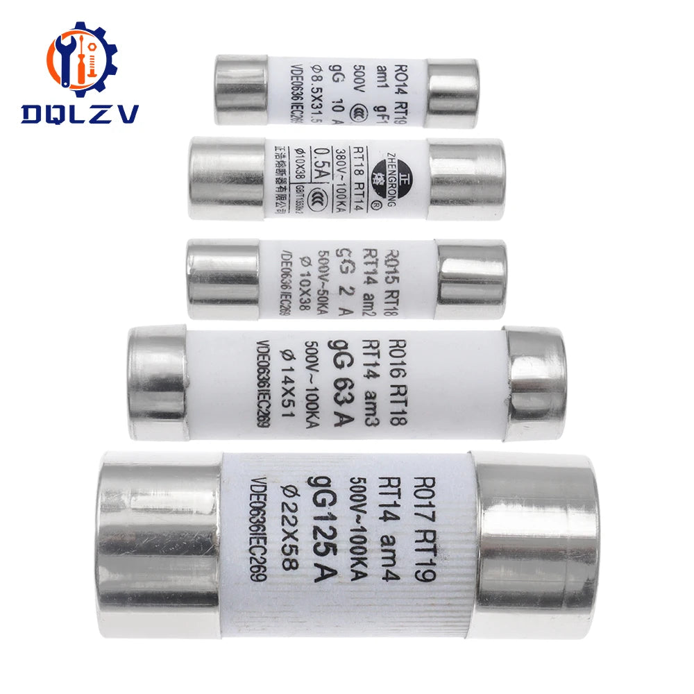 10*38 Fast blow Ceramic Fuse 8.5X31.5MM 14X51MM 22X58MM Fuse 380/500V 0.5A 1A 2A 5A 6A 10A 16A 20A 32A RO14 RO15 RO16 RO17