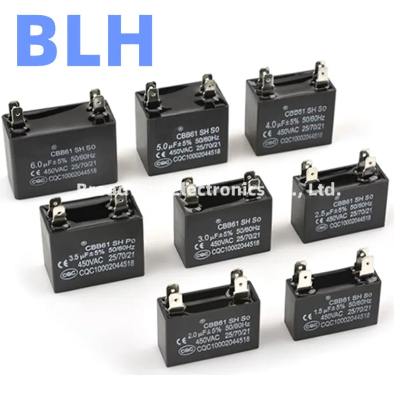 CBB61 Air Conditioning External Unit Capacitor Fan Starting Capacitor 450VAC 450V 0.8UF 1UF 1.2UF 1.5UF 1.8UF 2UF 2.5UF 3UF
