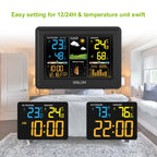 BALDR Wireless Digital Weather Station RCC Atomic Alarm Clock Calendar Temperature Humidity Moon Phase Barometer Forecast Sensor