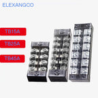 TB15A 25A 45A Copper Wiring Terminal Block 3/4/5/6/8/10/12 Position Electrical Connector Board Current Terminal Strip