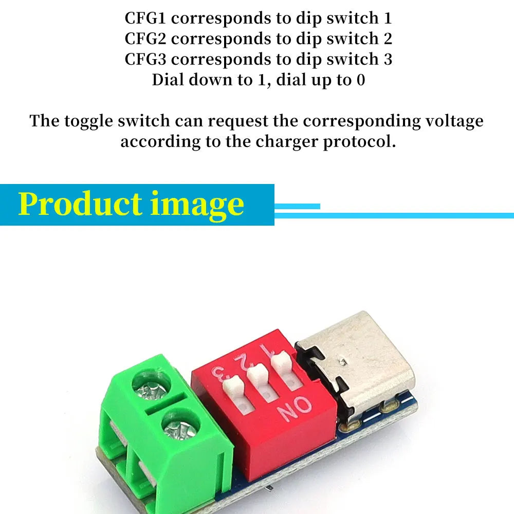 USB-C PD Trigger Board Module PD/QC Decoy Board Fast Charge USB Type-c to 12v High Speed Charger Power Delivery Boost Module