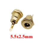 2Pcs Gold-plated 20A DC099 5.5 mm x 2.1mm DC Power Jack Socket 5.5*2.1 Female Panel Mount Connector 5.5*2.5mm Metal DC-099
