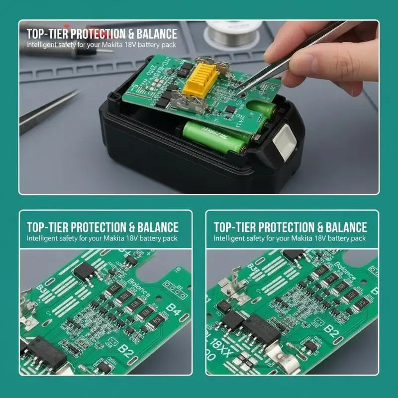 Compact BMS Circuit with Balance Charger for Custom 18V Li-ion Battery Cases