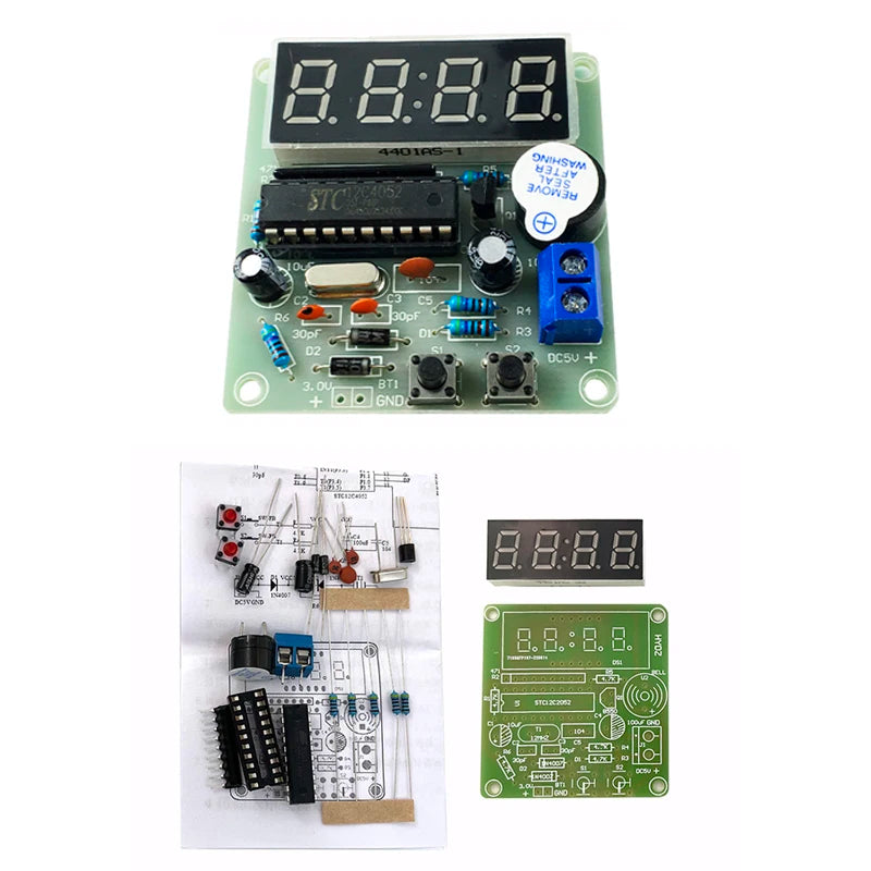 DIY Electronic Kit LED 4 Digital Tube Clock Four-digit  Time Display Electronic Component Fun Soldering Assembly DC 3.7V-5.5V