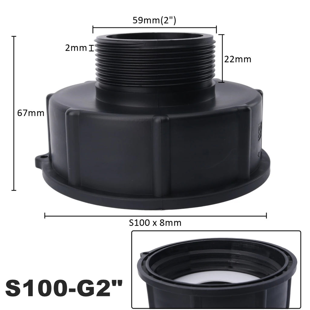 1000 Liter IBC Tank Adapter S60 x 1/2" 3/4' 1" 1.5 2" S100 Thread Connector Ton Barrel Joints IBC Tank Fitting