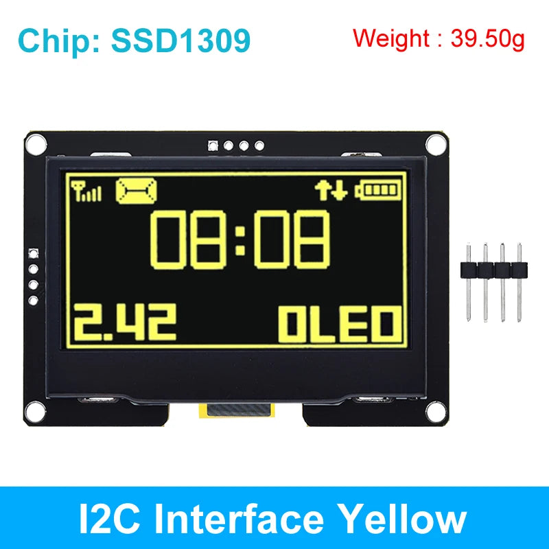 2.42 inch 2.42" OLED Display Module 128x64 LCD HD Screen Module SSD1309 7 Pin SPI/IIC I2C Serial Interface for Arduino UNO R3