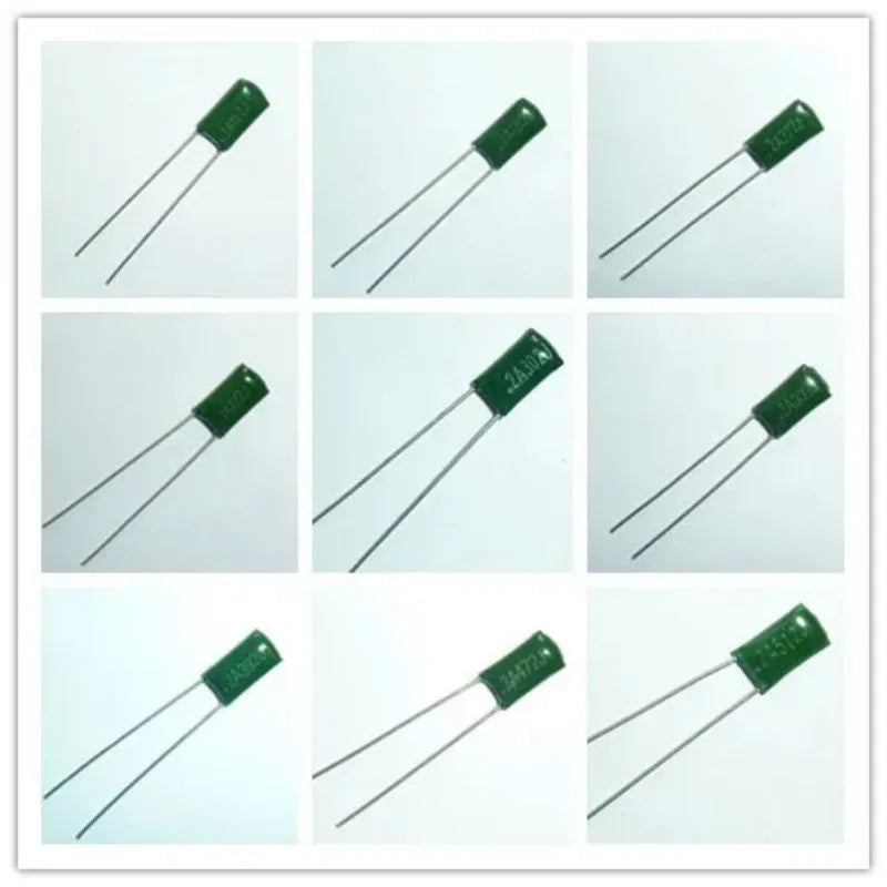 100pcs Mylar Film Capacitor 100V 2A 220pF~0.47uF 5% (2A221J~2A474J) Polyester Film capacitor