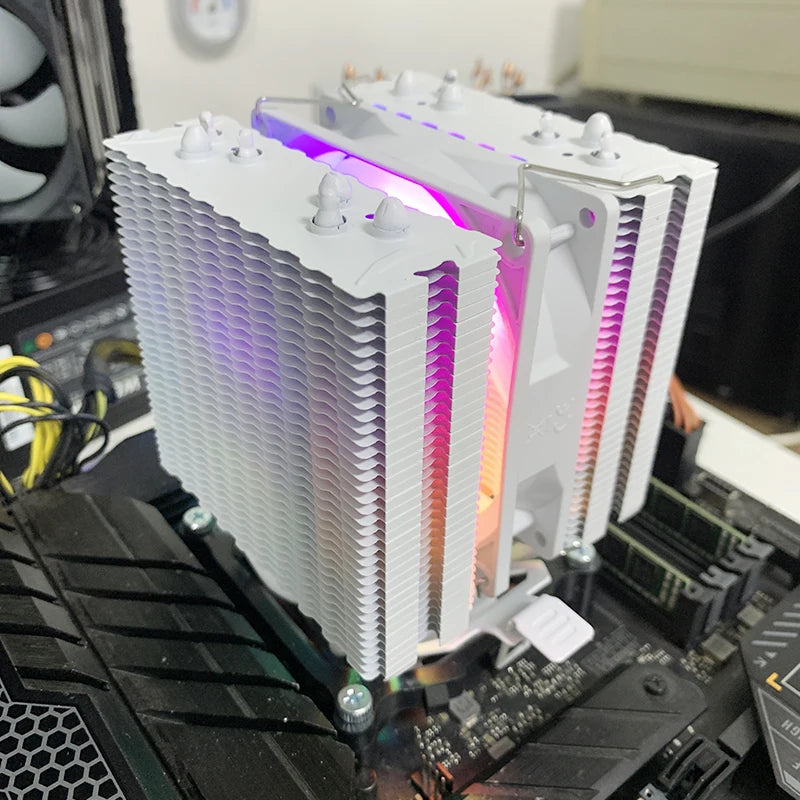 6 Heat Pipes CPU Cooler Black/White Silent RGB Cooling Fan for Intel LGA 1700 1200 1150 1151 1155 2011 X79 X99 1366 AMD AM5 AM4