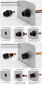 5PCS M12 Metal Panel Mount Connector IP65 Waterproof 2 3 4 5 6 8 Pin Male Female Socket Plug Pigtail Wire Industrial Cable