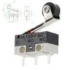 20/100/1000Pcs 3Pin Micro Limit Switch SPDT Momentary Push Button Switch 1A/125V Mouse Switch with Handle Roller