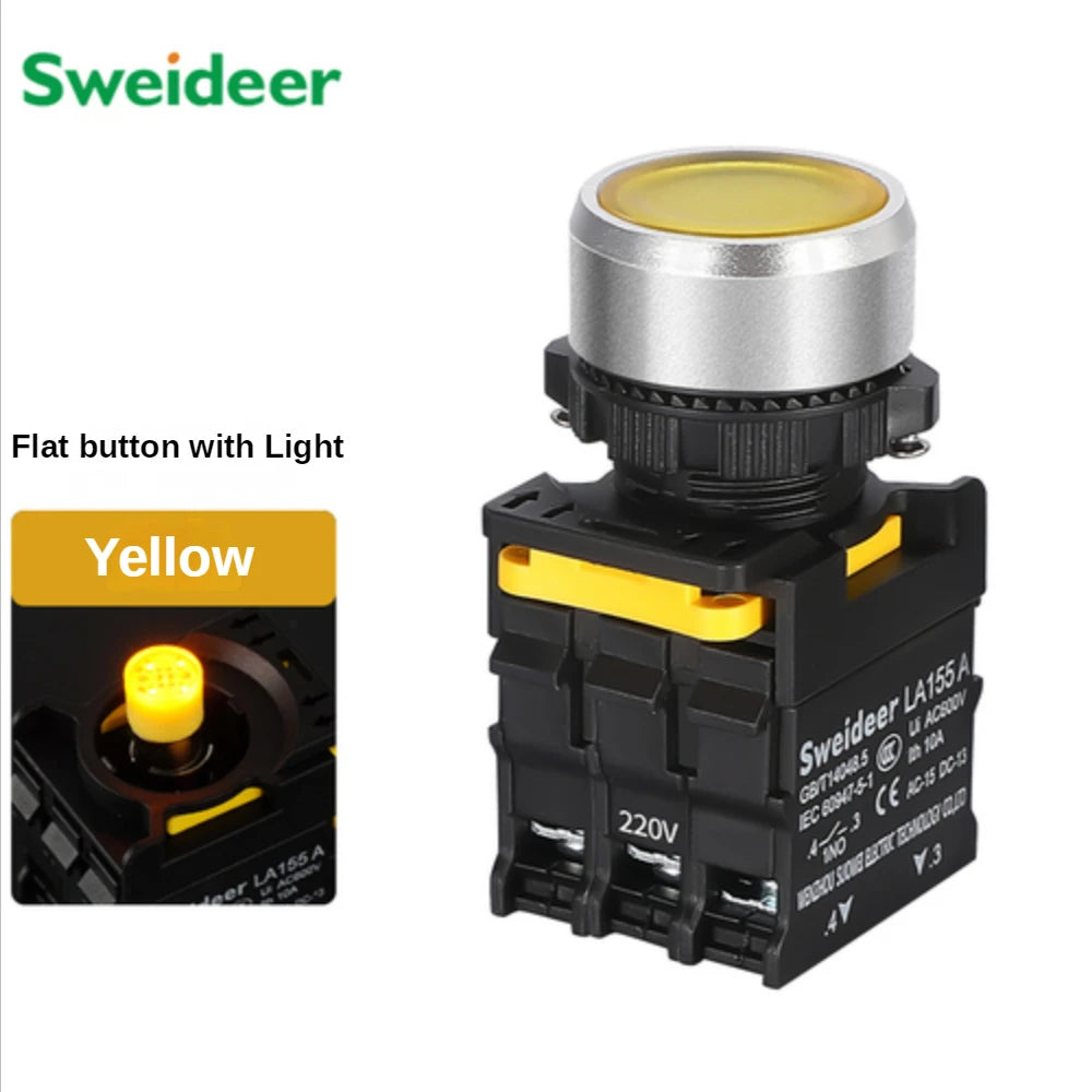 Push Button on Off Switch with LED 22mm Momentary Reset Self Locking Waterproof  Power Switch with Light 12V 24V 220V 10A 1NO2NC