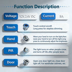 Touch Sensor Switch Hand Sweep Switch 5A 12V-24V IR Motion Sensor Hand Wave Scan Smart LED Closet Cabinet Light/Wardrobe Lamp