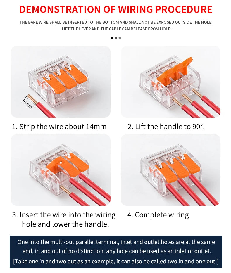 Mini Quick Lever Wire Connector Electrical Splicing Household 2/3/5 Ports Home Lighting Universal Terminal Blocks Led 0.2-6mm²