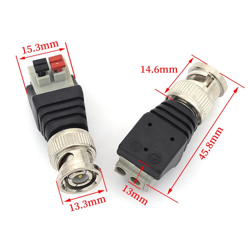 2PCS DC 12V Male Female BNC Connectors 5.5*2.1mm/2.5mm Welding-Free Power DC Plug Adapter Jack Sockets For LED Strip CCTV Camera