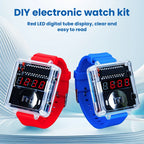 DIY Electronic Watch Kit 0.28'' LED Digital Tube Creative Watch Soldering Kit Microcontroller Watch Kit with Silicone Strap&Case