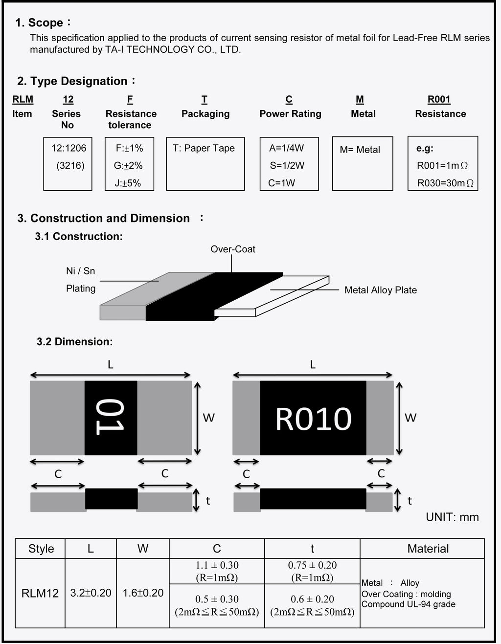 20pcs/set 1W 1206 SMD Alloy Resistor 1% 3216 0.001 0.002 0.003 0.004 0.005 0.006 0.007 0.008 0.01 0.05 0.04 0.02R ohm Resistance