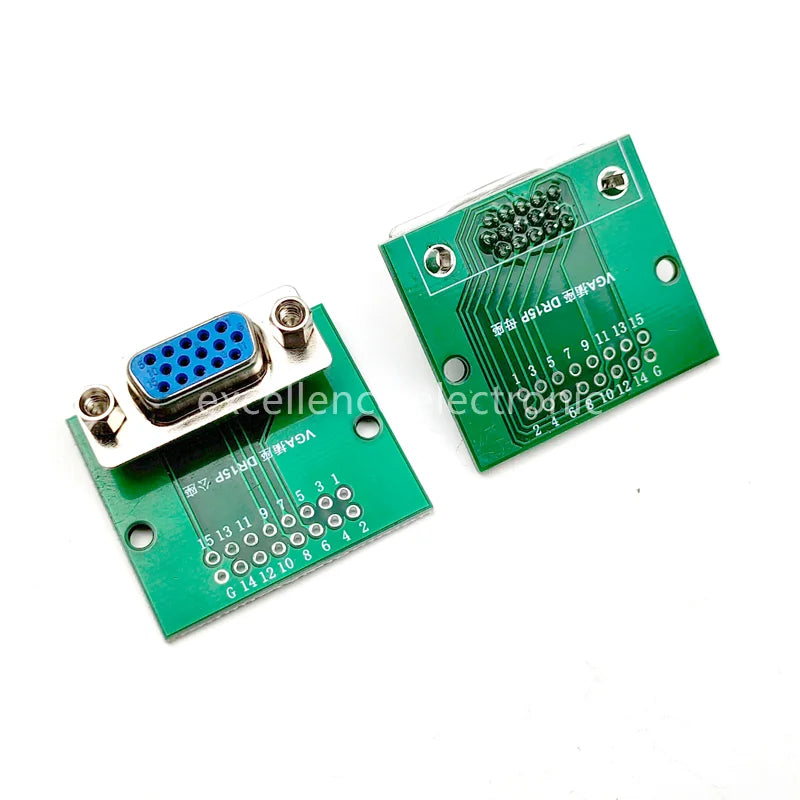 1/2/5pcs Vertical VGA D-sub DR15 Test Board with Screws, DIP 2.54mm Pitch Pin Header PCB Adapter Module, Male/Female Socket