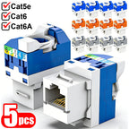 Cat6/Cat6A/Cat5e Tool-Less RJ45 Keystone Jack Network Coupler Ethernet Wall Jack Connectors High-speed RJ45 Keystone Adapters