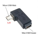 New Mini USB to Micro USB Adapter Plug 90 Degree Left&Right Angle Micro USB Male to Mini USB Female Type B Connector