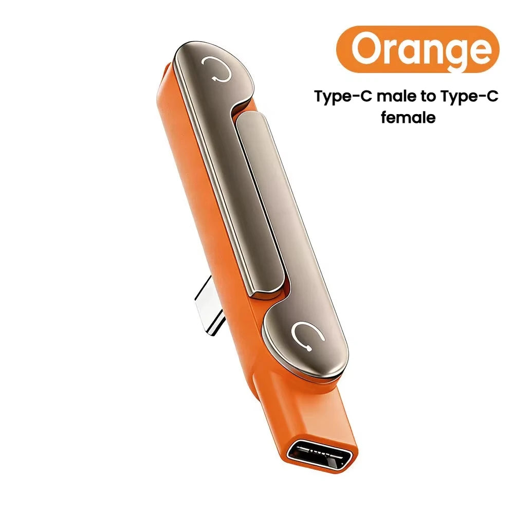 2 in 1 Type C Phone Charging Bracket Adapter 240W Fast Charge OTG Type-C Male to USB-C Female Converter For IPhone17 16 Samsung
