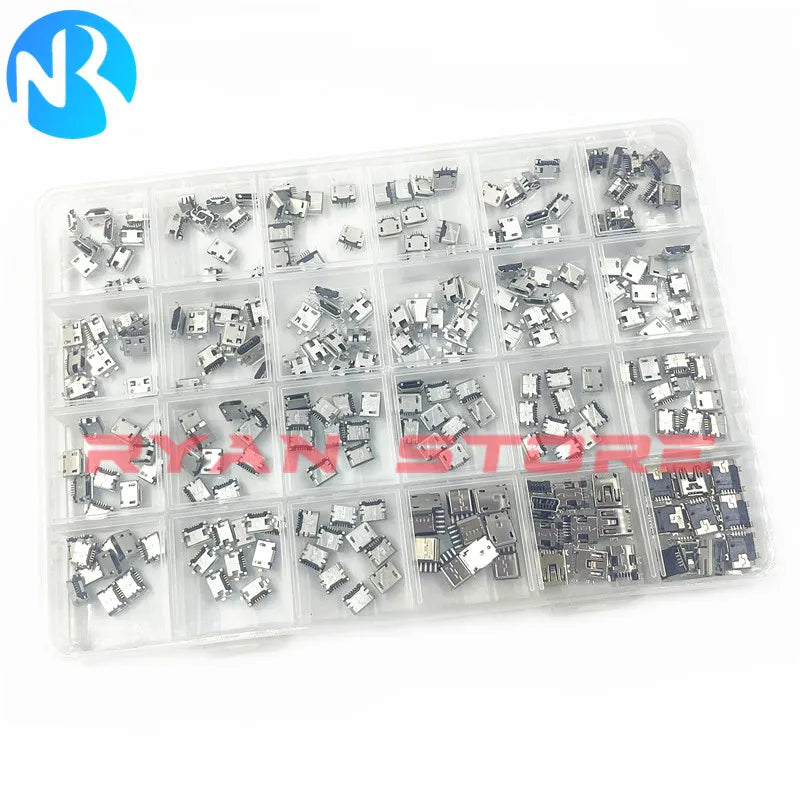 240pcs/box 24 Models Micro USB 5Pin Mini Mobile Phone Charging Accessories Connector Socket Jack For MP3/4/5