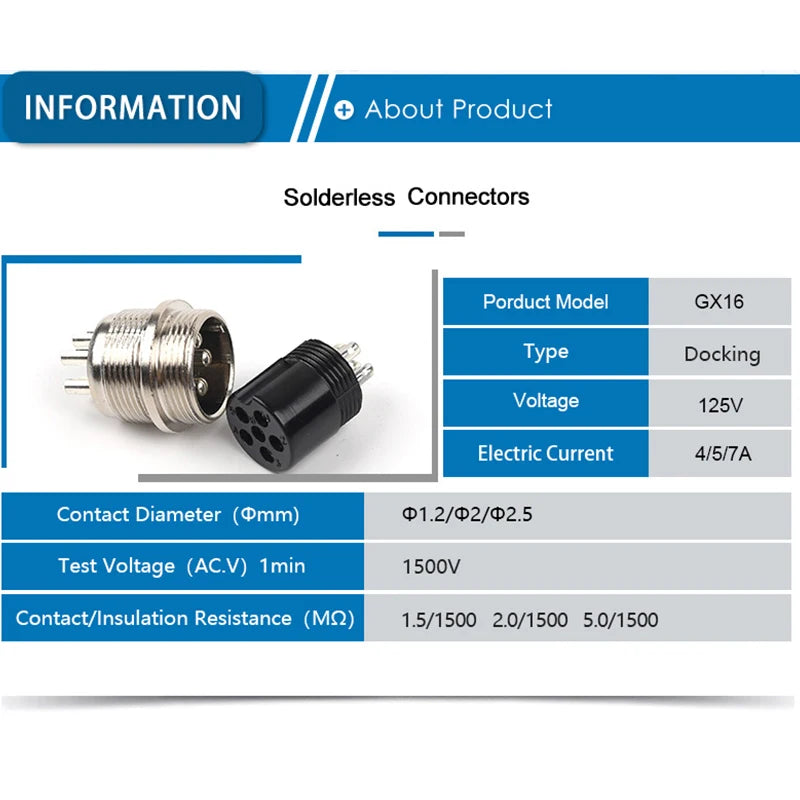 GX16 2/3/4/5/6/7/8/9/10 Pins Aviation Plug Aviator Socket Butt Joint Male&Female Docking Connectors
