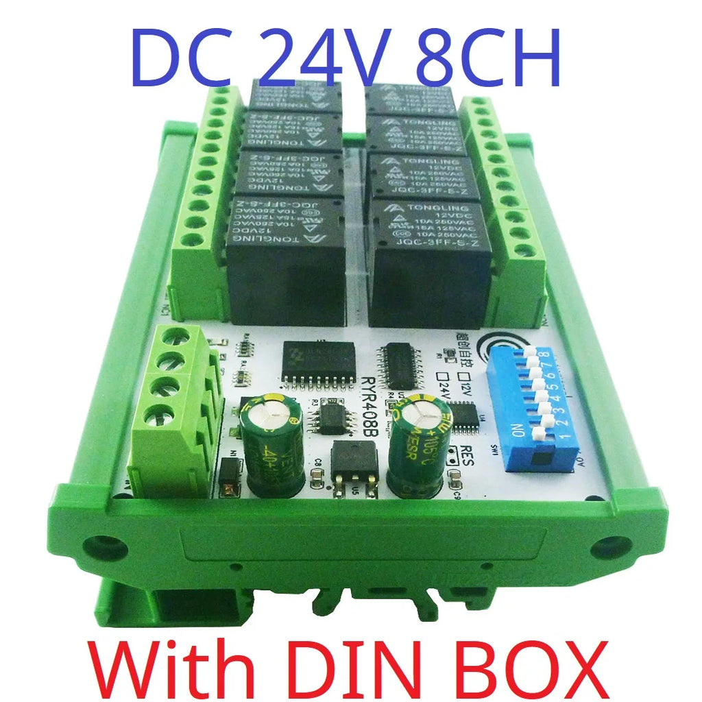 4-32CH 10A 20A DC 12V 24V RS485 Bus Relay Module DIP Setup Parameters Modbus RTU Serial Port UART Switch Board HMI PLC