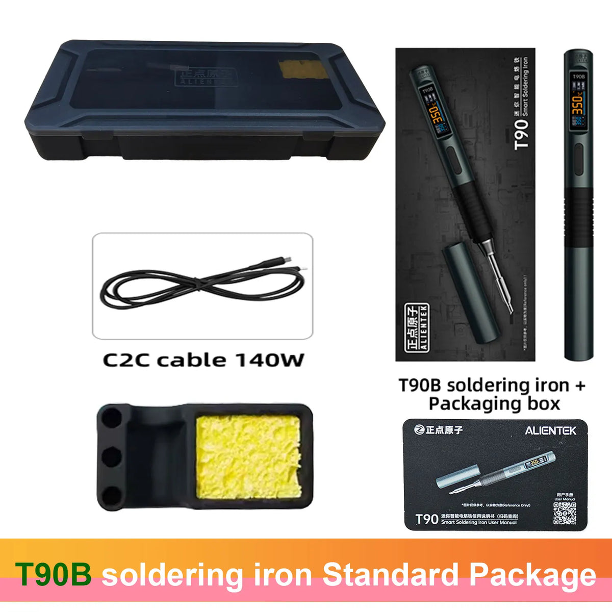 ALIENTEK T90 Soldering Iron PD3.1 140W Adjustable Temperature 80-450℃ Precision Welding Solder Kit T245 T210 Welding Tool