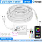 30M 20M 10M RGB LED Neon Strip Light 220V Decor Home Lighting Waterproof Flexible LED Ribbon Remote/Bluetooth/Tuya WiFi Control