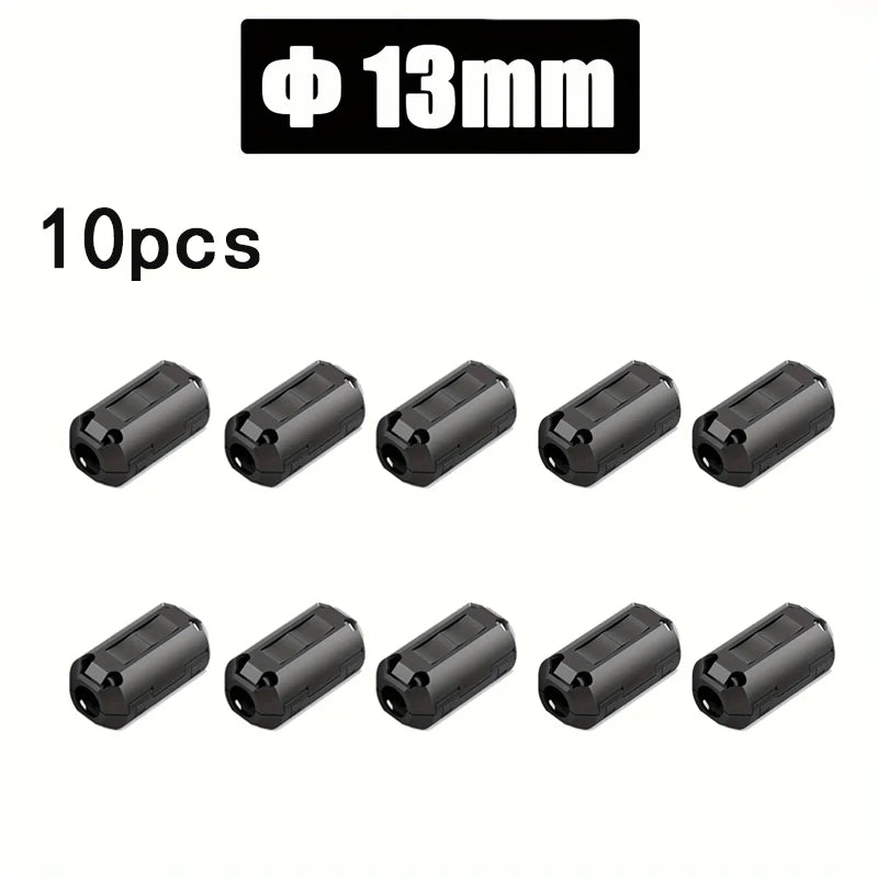 6/10PC Snap Magnetic Ring Ferrite Filter For Cable Shield Removable EMC Inner Diameter  5mm 7mm 9mm 11mm 13MM Degaussing Filter