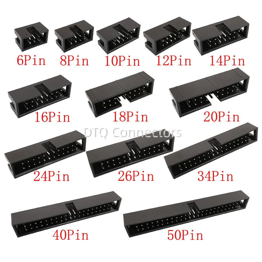 10-50Pcs DC3 IDC JTAG Socket 6-50Pin Male Header Connector 2.54mm Pitch Straight Needle DC3 ISP Double-spaced 2*6-50P DC3 Header