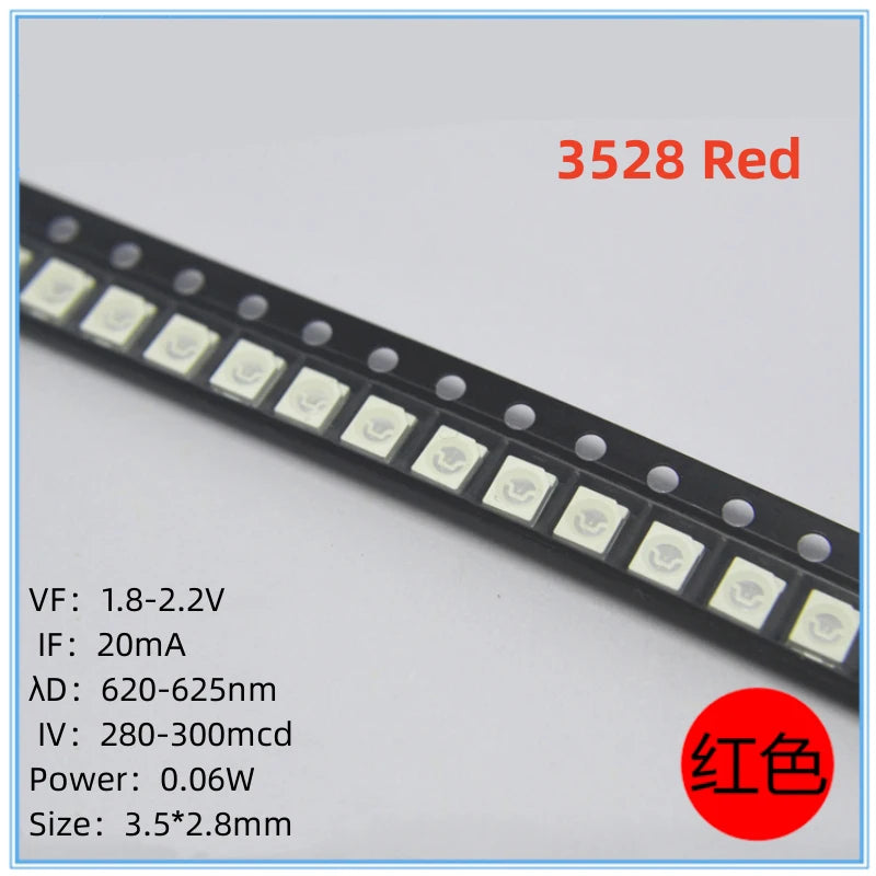 2000Pcs 3528 SMD LED Red Blue Green White Yellow Pink UV RGB LED Lamp Beads Size 1210 Light-emitting Diode High Bright Quality