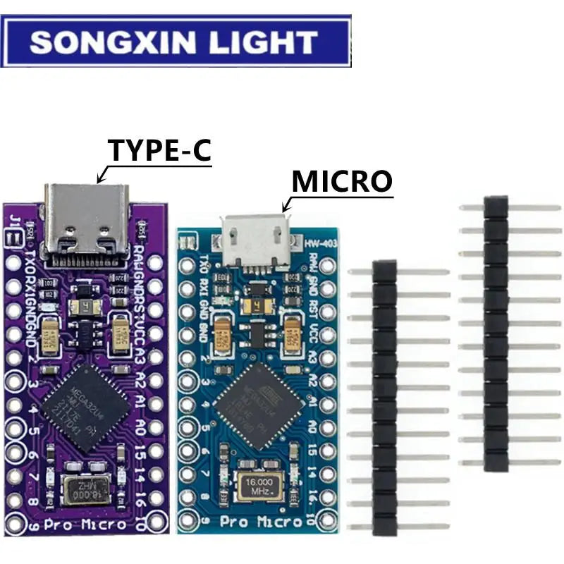 SAMIROB Pro Micro ATmega32U4 5V 16MHz Original Chip Replace ATmega328 For Arduino Pro Mini With 2 Row Pin Header