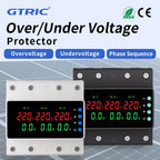 GTRIC Over Under Voltage Protection Device Three-Phase 380V AC Undervoltage Protection 63A Current and Voltage Protection Relay