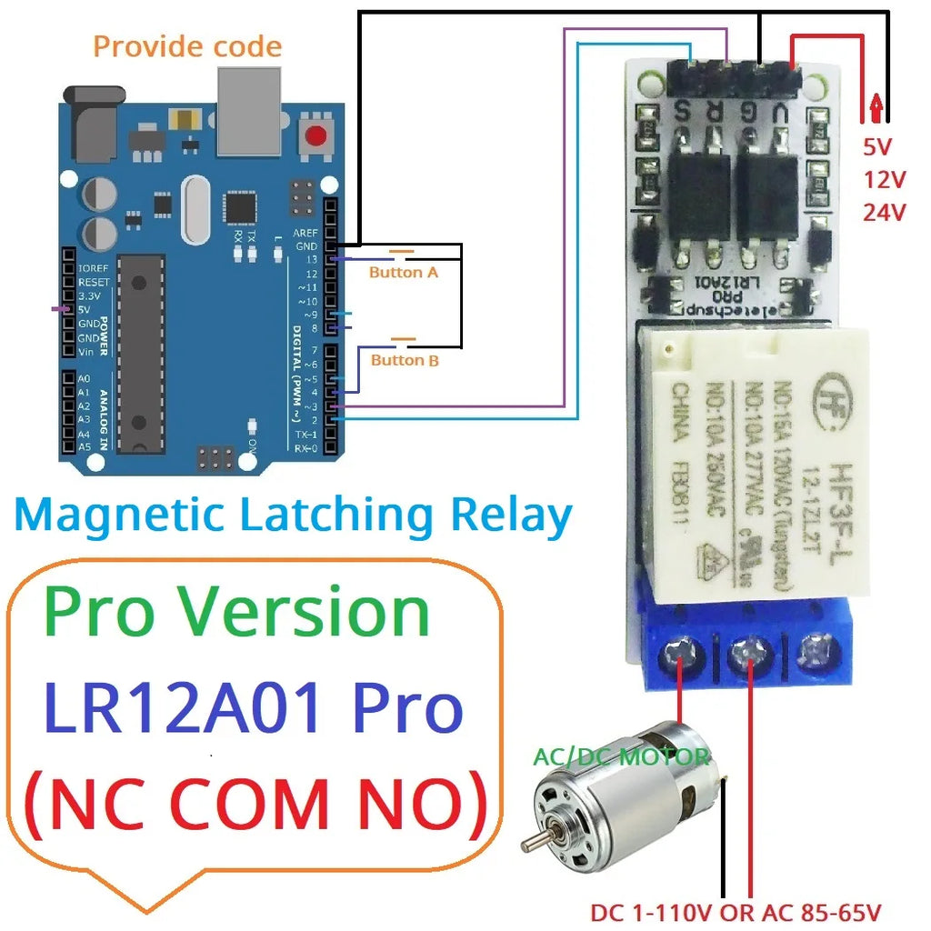 DC 5V 12V 24V Magnetic Latching Relay Module Bistable Self-locking Flip-Flop Latch Switch Board for Arduino ESP32