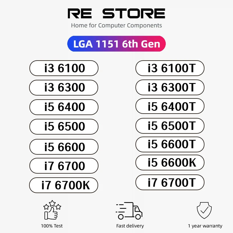 free shipping i3 6100 6300 6100T 6300T i5 6400 6500 6600 6600T 6400T 6500T 6600K i7 6700 6700K 6700T Core 6th Gen for LGA 1151