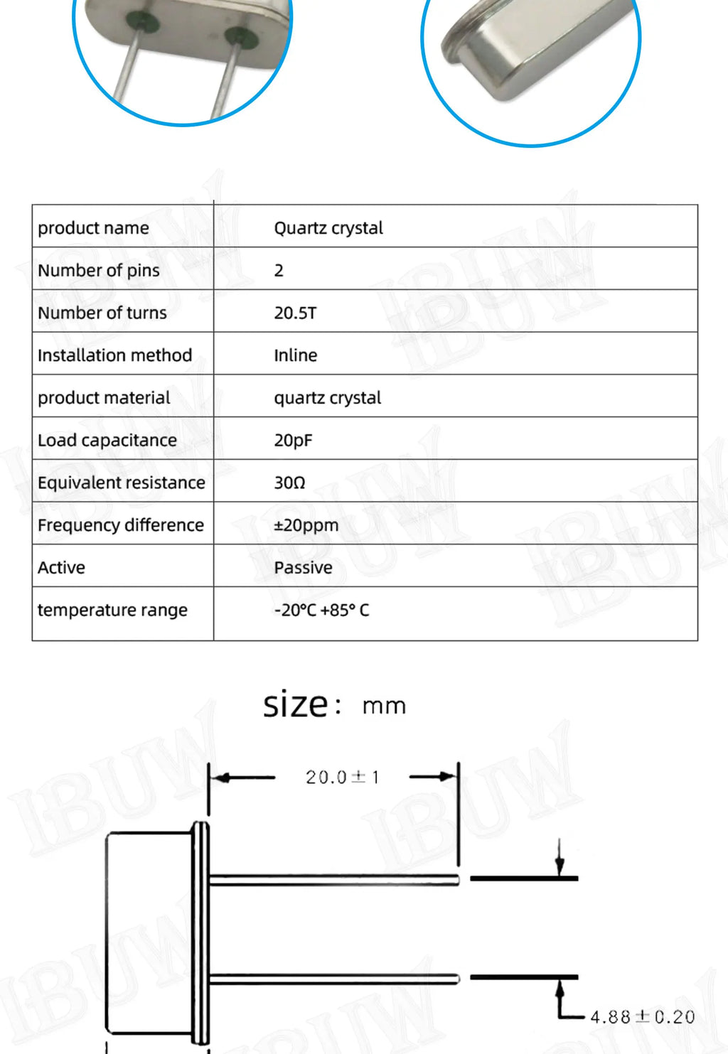 10PCS 4Mhz 6Mhz 8Mhz 12Mhz 16Mhz 20Mhz 24Mhz  32.768K 32.768K Quartz Crystal Resonator Passive Oscillator HC49S 8.000MHZ