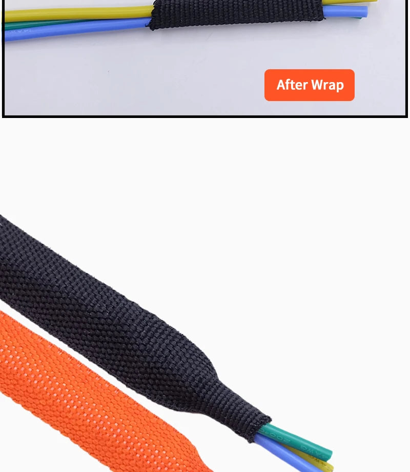 Braided Cable Sleeve Heat Shrink Tube 6/8/10/12mm Insulation Flam Retardant PET Auto Line Organizer Wire Wrap Sheath Protection