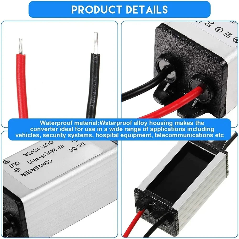 24V to 12V 2A -5A Power Buck Converter Voltage Transformer Waterproof Regulator Reducer Module Power Supply DC Buck Converter