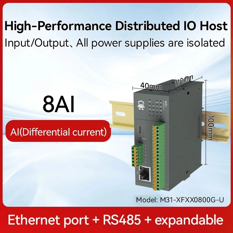 RS485 RJ45 DI/DO/AO/AI Distributed Remote IO Module CDEBYTE M31-U Series Modbus NEW Version Support PNP NPN DIP Free Splicing