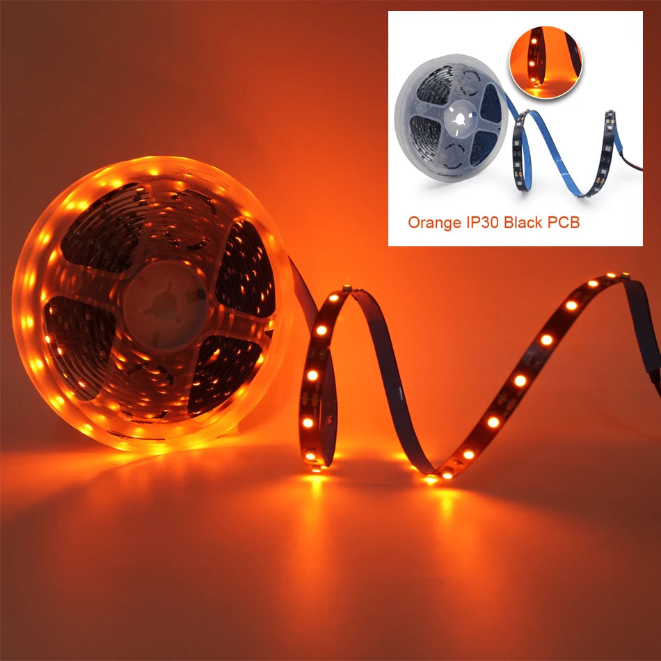 12V 3528 SMD LED Strip Light Decoration 120LEDs/m 60LEDs/m Orange Lighting Flexible Ribbon Rope String LED Tape Light 1M 5M