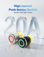 FILN 22mm 20A Stainless Steel Push Button Switch Waterproof IP66 High Current 12V/24V/110V/220V Auto Marine Industrial Control