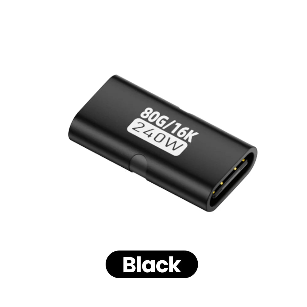 PD 240W Fast Charging Type C Adapter 80Gbps 16K@60Hz Type C Female To USB C Female Converter OTG For iPhone 15 16 Tablet Laptops