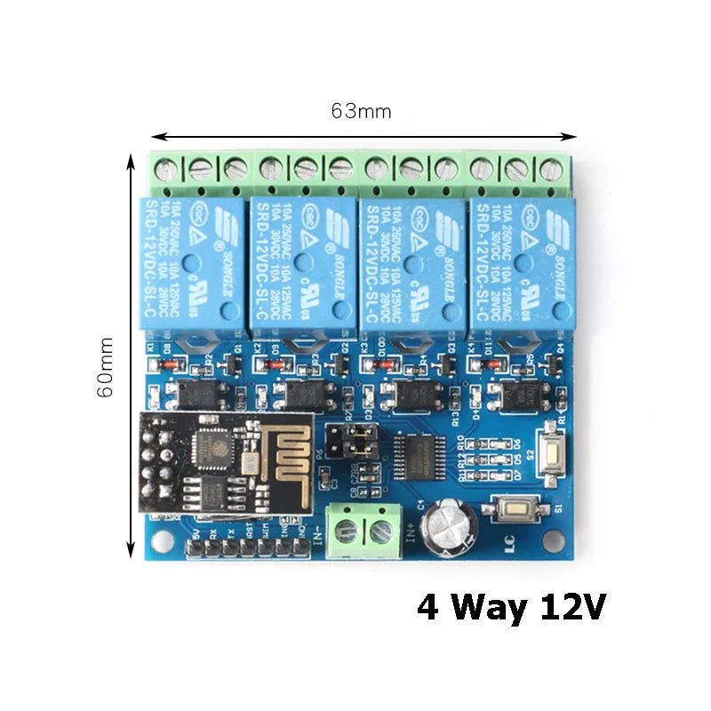 ESP8266 ESP-01 WiFi Relay 1 2 4 Way Channel 5V 12V Things Smart Home Remote Control Switch ESP01 Wireless Module Phone APP