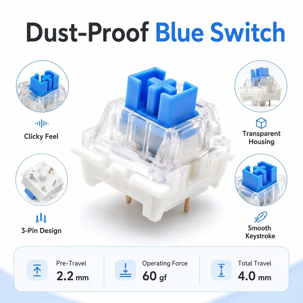 Three Pin Tactile Keyboard Switch Sturdy Plastic Key Clicker Key Replacement Parts for Mechanical Keyboard Servicing Accessories