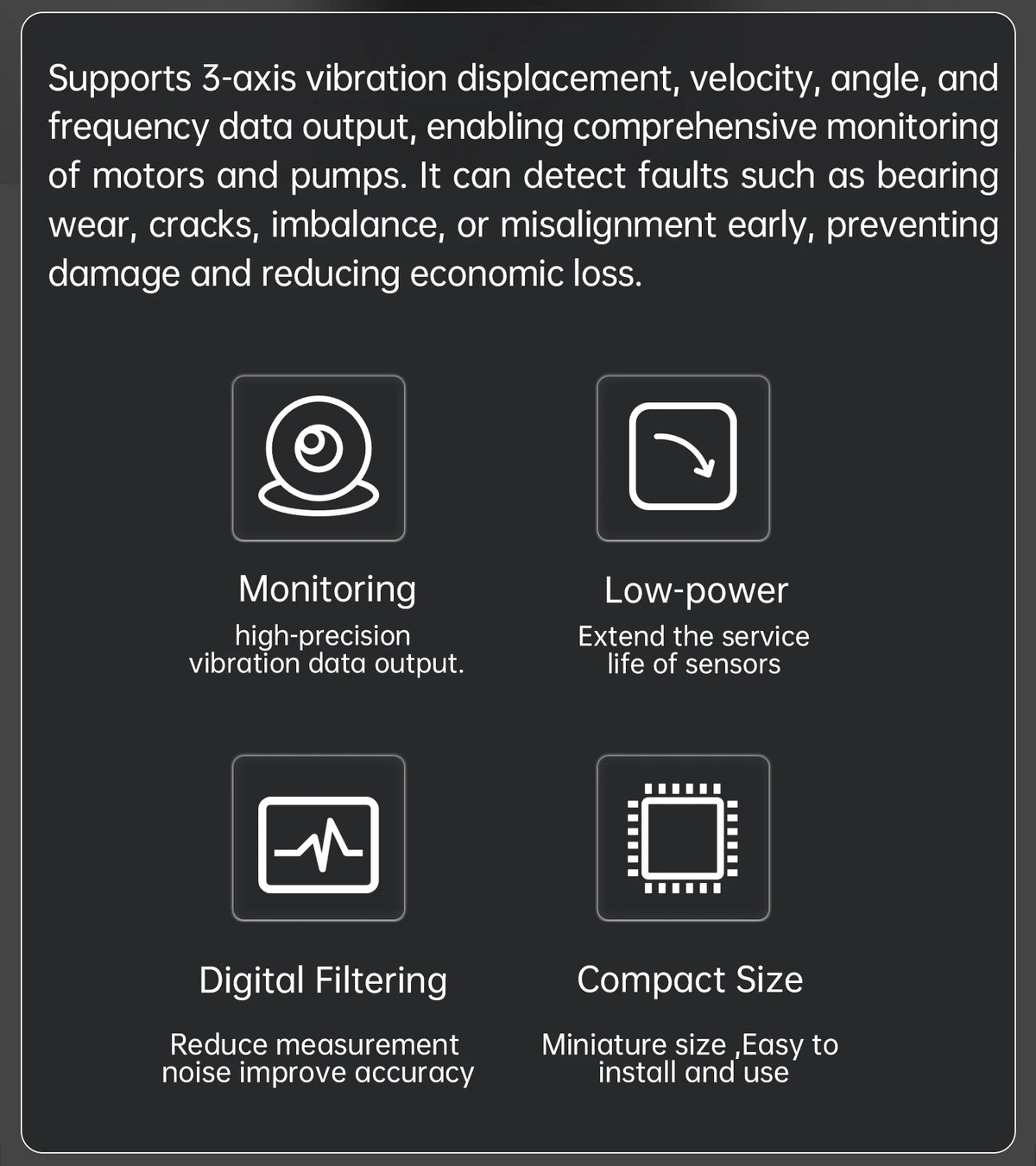 WitMotion WTVB01-BT50 Bluetooth 50m Multi-connected Vibration Sensor, 3-axis Vibration Displacement + Speed + Amplitude+Angle