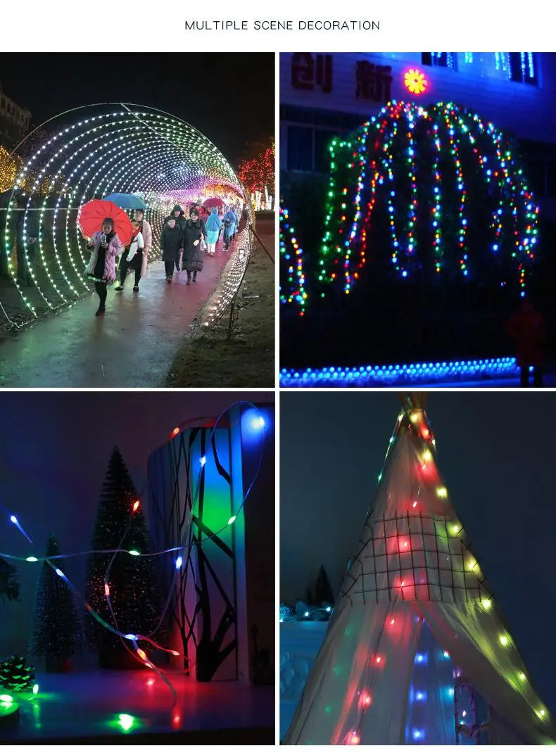 DC24V 1000ct SK6812/WS2811 LED Pebble String Light RGB Addressable Full Color Clear Wire IP65 3D 360 Degree Light-emitting