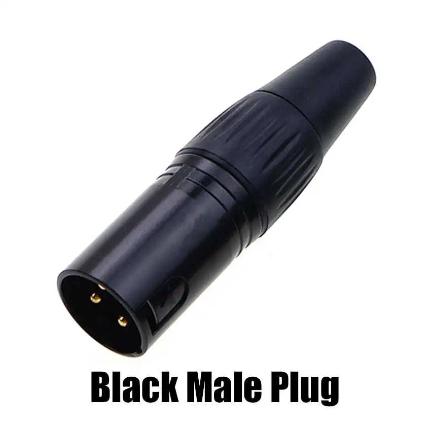 1pcs XLR 3Ppin Male Female Socket Plug Microphone Audio Cable Connector 3P Black Silver Copper Contact XLR Metal Plug Panel